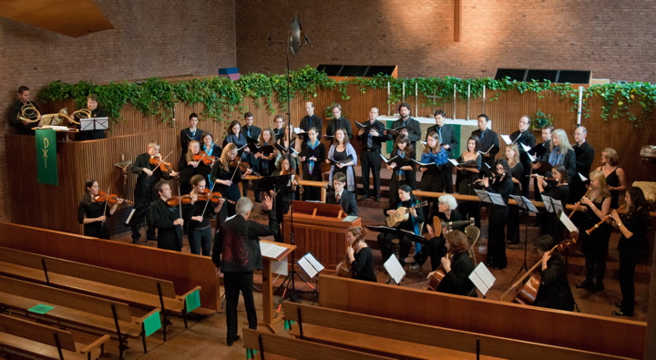 view of chorus and orchestra from balcony